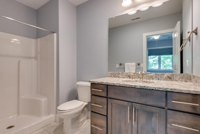 177 Wolf Hollow Rd, Lake Harmony, PA 18624 - full bath featuring a shower stall, marble finish floor, toilet, and visible vents