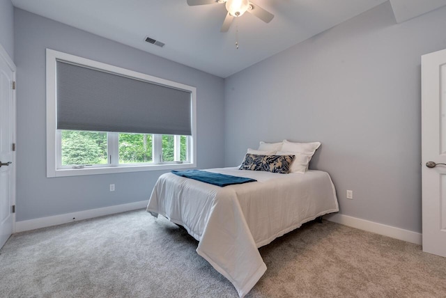 177 Wolf Hollow Rd, Lake Harmony, PA 18624 - bedroom featuring visible vents, ceiling fan, carpet flooring, and baseboards