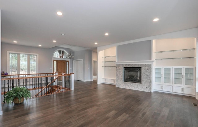 177 Wolf Hollow Rd, Lake Harmony, PA 18624 - unfurnished living room featuring wood finished floors and recessed lighting