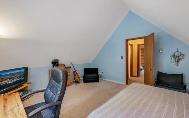 2459 Overlook Ln, Pocono Pines, PA 18350 - carpeted bedroom with lofted ceiling and a desk