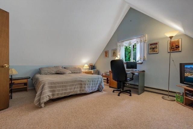 2459 Overlook Ln, Pocono Pines, PA 18350 - bedroom featuring carpet flooring, vaulted ceiling, and an office area