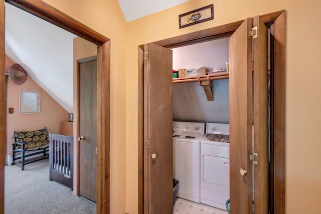 2459 Overlook Ln, Pocono Pines, PA 18350 - washroom featuring washer and dryer and light carpet