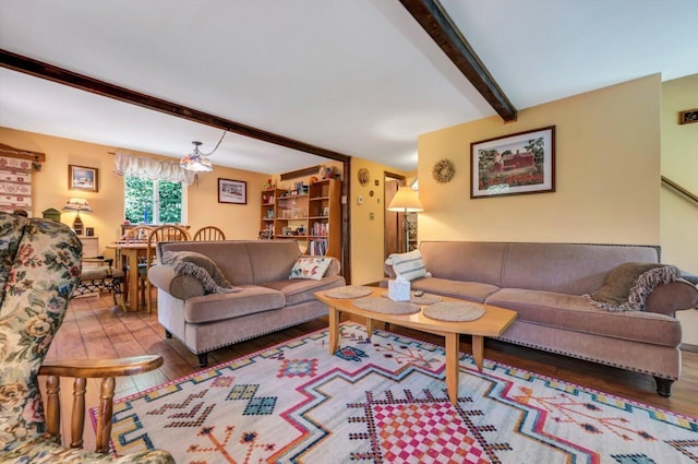 2459 Overlook Ln, Pocono Pines, PA 18350 - living area with beam ceiling and wood finished floors