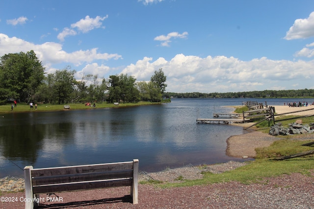 dock area featuring a water view