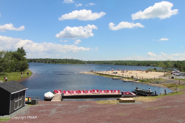 property view of water featuring a dock