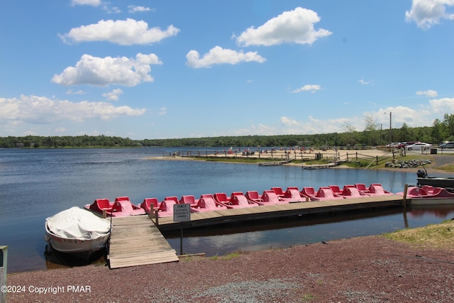 view of dock featuring a water view