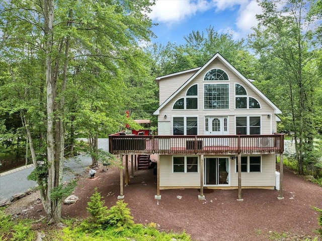 318 N Arrow Dr, Pocono Lake, PA 18347 - rear view of property featuring a wooden deck