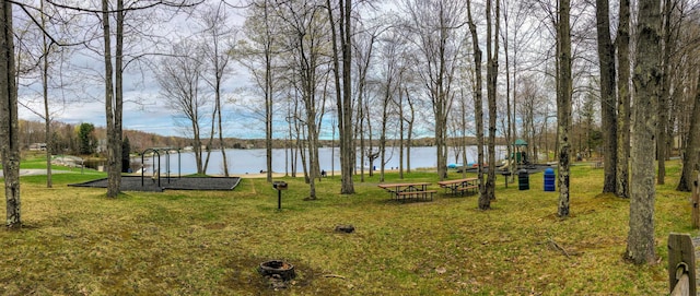 318 N Arrow Dr, Pocono Lake, PA 18347 - view of green lawn with a water view
