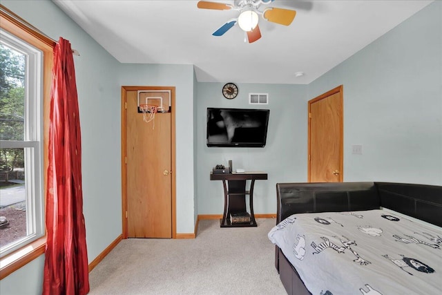 318 N Arrow Dr, Pocono Lake, PA 18347 - bedroom featuring carpet and ceiling fan