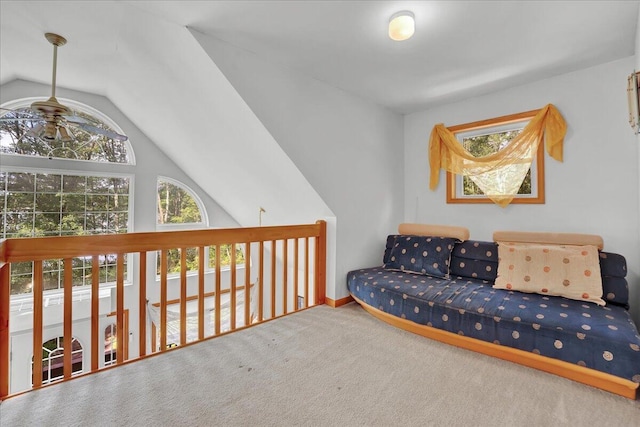 318 N Arrow Dr, Pocono Lake, PA 18347 - living area featuring carpet flooring and vaulted ceiling