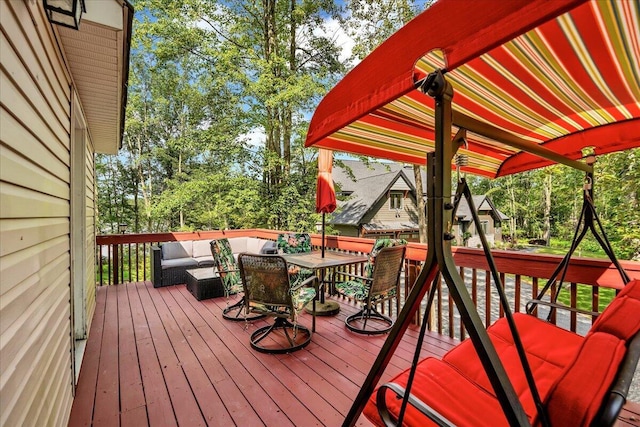 318 N Arrow Dr, Pocono Lake, PA 18347 - deck featuring an outdoor living space