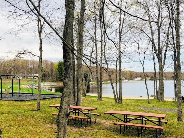318 N Arrow Dr, Pocono Lake, PA 18347 - view of property's community with a lawn and a water view