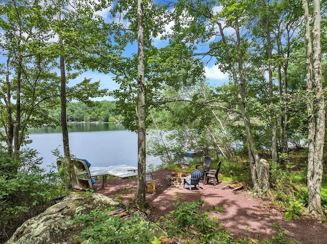 318 N Arrow Dr, Pocono Lake, PA 18347 - water view with an outdoor fire pit
