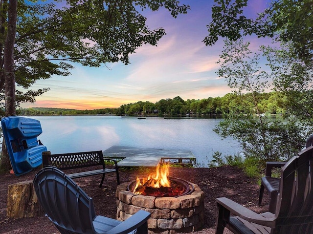 318 N Arrow Dr, Pocono Lake, PA 18347 - water view with an outdoor fire pit