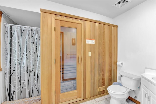 318 N Arrow Dr, Pocono Lake, PA 18347 - bathroom with vanity, tile patterned floors, and a shower with curtain