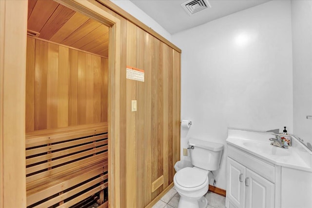 318 N Arrow Dr, Pocono Lake, PA 18347 - half bath with vanity, tile patterned flooring, and a sauna / steam room