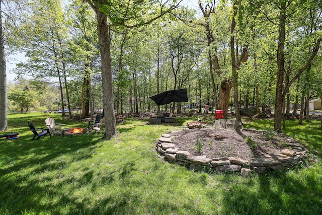 418 Leander Rd, East Stroudsburg, PA 18302 - view of grassy yard featuring a fire pit