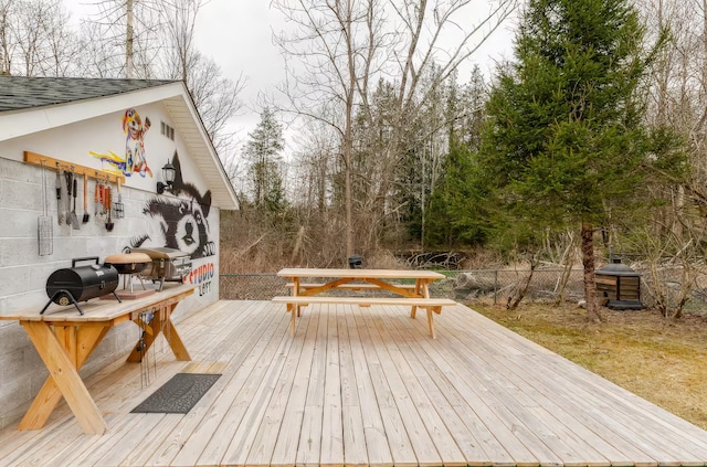 deck with a grill