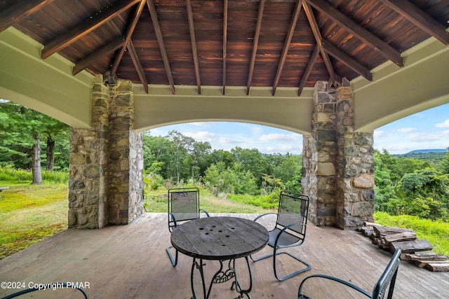 117 Stonecrop Ln, Mount Pocono, PA 18344 - view of patio / terrace featuring a wooded view