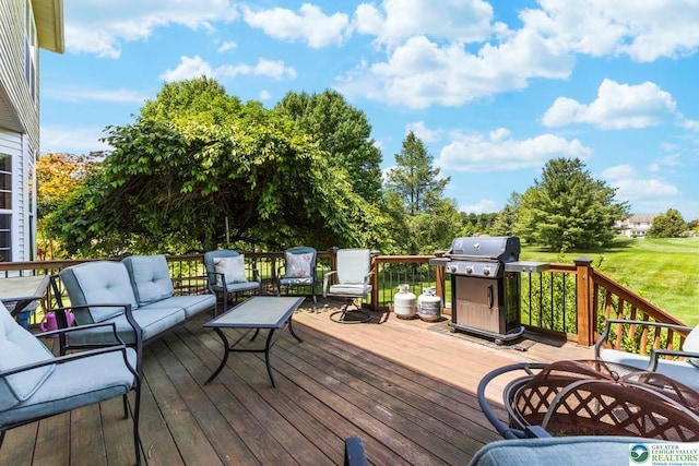 140 Birdie Way, Kunkletown, PA 18058 - wooden deck with a grill and outdoor lounge area