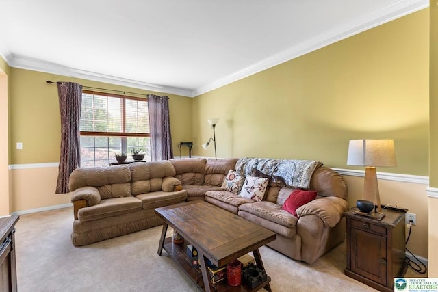 140 Birdie Way, Kunkletown, PA 18058 - living room featuring crown molding, light colored carpet, and baseboards