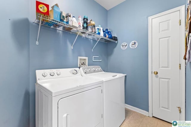 140 Birdie Way, Kunkletown, PA 18058 - laundry room featuring independent washer and dryer, light tile patterned floors, and baseboards