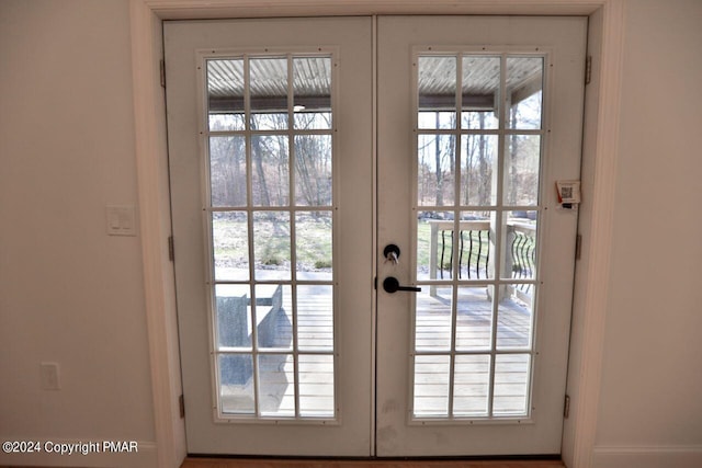 doorway to outside with french doors