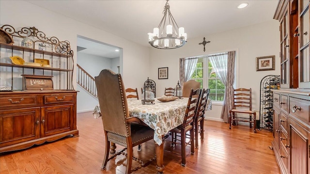 169 Roberts Rd, Starlight, PA 18461 - dining space with a chandelier, light wood finished floors, and recessed lighting