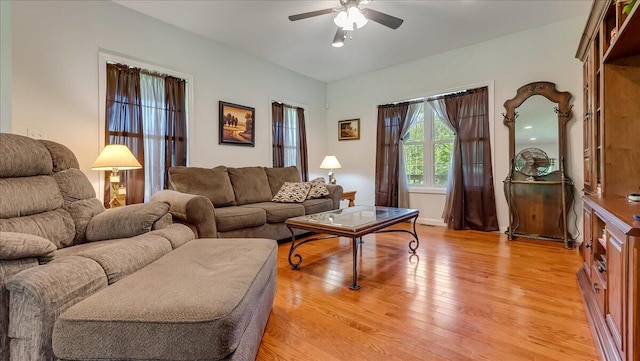 169 Roberts Rd, Starlight, PA 18461 - living room with ceiling fan and light wood-style floors