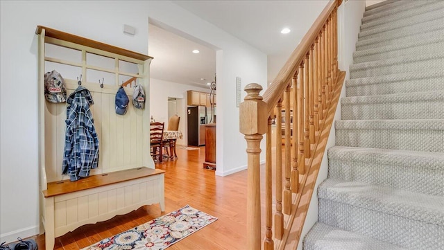169 Roberts Rd, Starlight, PA 18461 - stairs featuring wood finished floors and recessed lighting