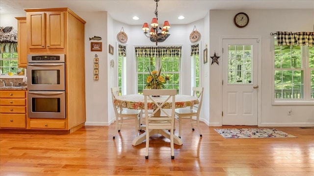 169 Roberts Rd, Starlight, PA 18461 - dining area featuring a chandelier, light wood-style floors, and recessed lighting