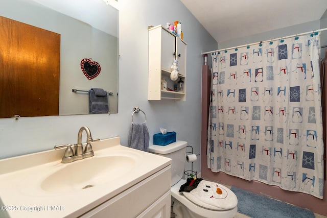 full bathroom featuring vanity, toilet, and shower / tub combo