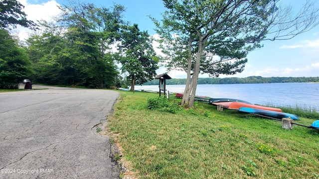 view of road featuring a water view