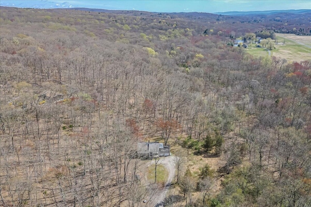 aerial view of property's location with a heavily wooded area