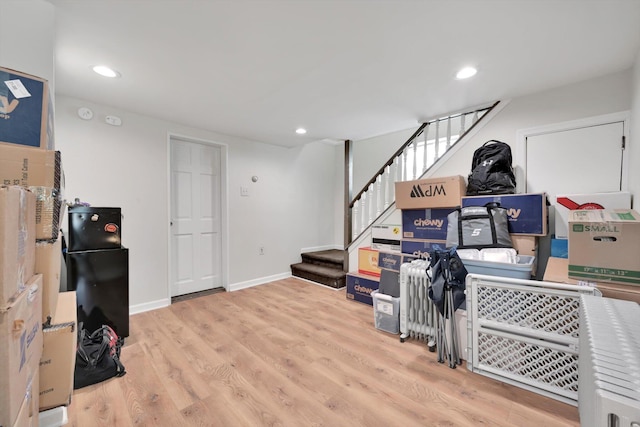 24 W Garibaldi Ave, Nesquehoning, PA 18240 - interior space featuring recessed lighting, baseboards, stairs, and wood finished floors