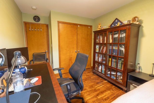 home office featuring wood finished floors