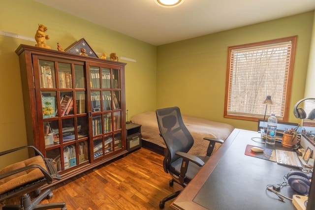 office space featuring wood finished floors