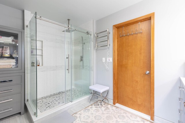 bathroom with a stall shower