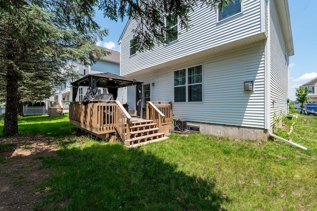 320 Bendelow Ln, Northampton, PA 18067 - rear view of house featuring a gazebo, a yard, and a wooden deck