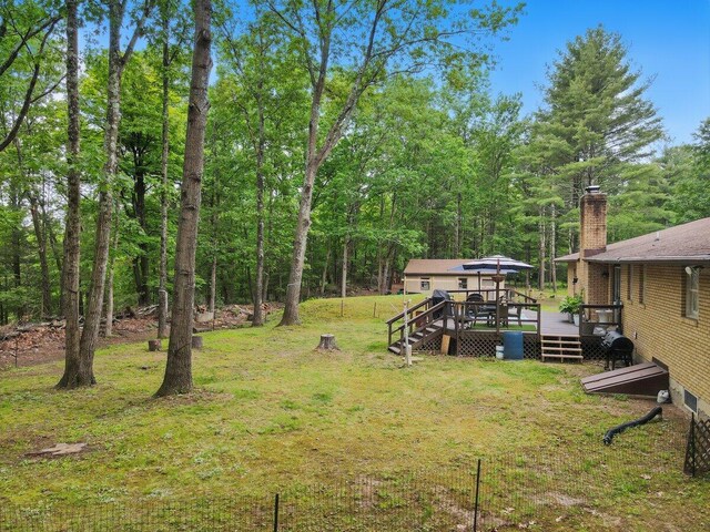 3106 Janet St, East Stroudsburg, PA 18301 - view of grassy yard featuring a wooden deck