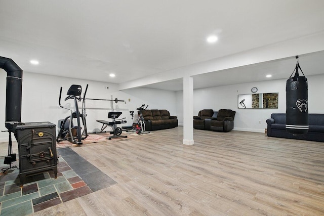 3106 Janet St, East Stroudsburg, PA 18301 - exercise area featuring wood finished floors, recessed lighting, and baseboards