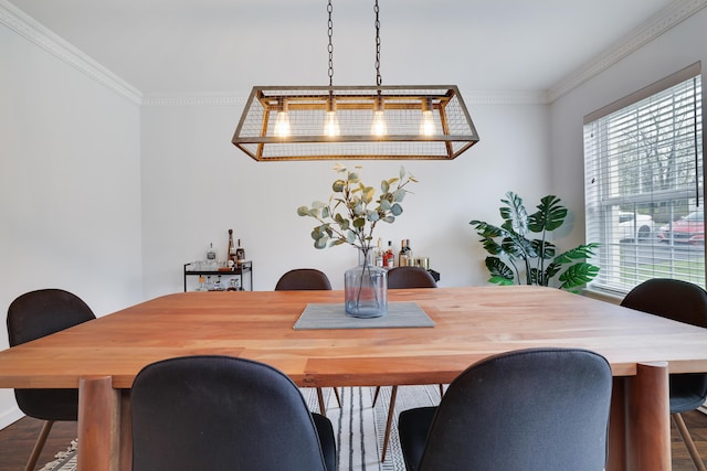 5175 White Birch Dr, Long Pond, PA 18334 - dining area featuring ornamental molding and dark wood-style floors