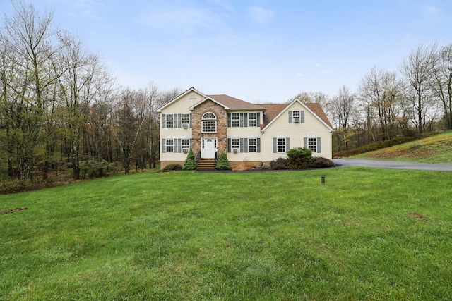 5175 White Birch Dr, Long Pond, PA 18334 - view of front of house featuring a front lawn, driveway, and entry steps