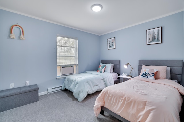 5175 White Birch Dr, Long Pond, PA 18334 - carpeted bedroom featuring baseboard heating, crown molding, and baseboards