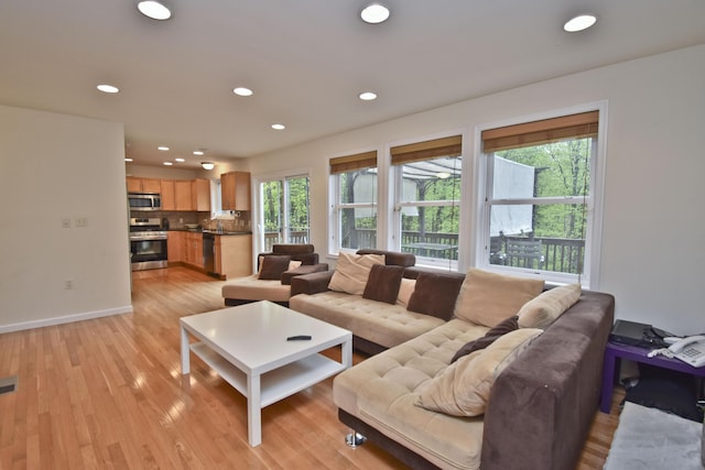 72 Chickadee Ln, Albrightsville, PA 18210 - living area with recessed lighting, light wood-type flooring, and baseboards