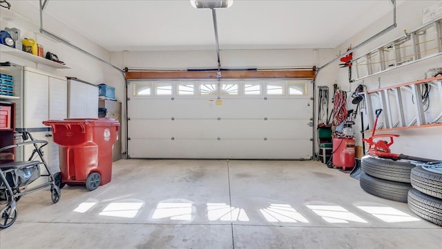 garage with a garage door opener