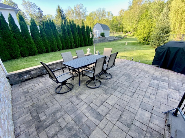 244 Learn Rd, Tannersville, PA 18372 - view of patio with outdoor dining area and a grill