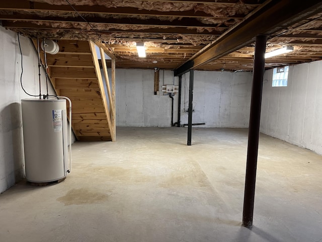 basement with electric water heater