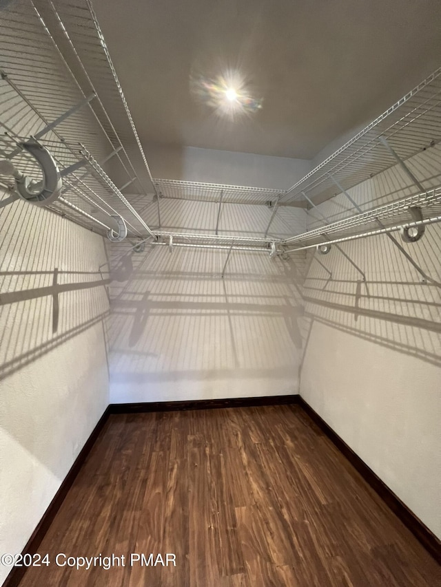 spacious closet with wood finished floors