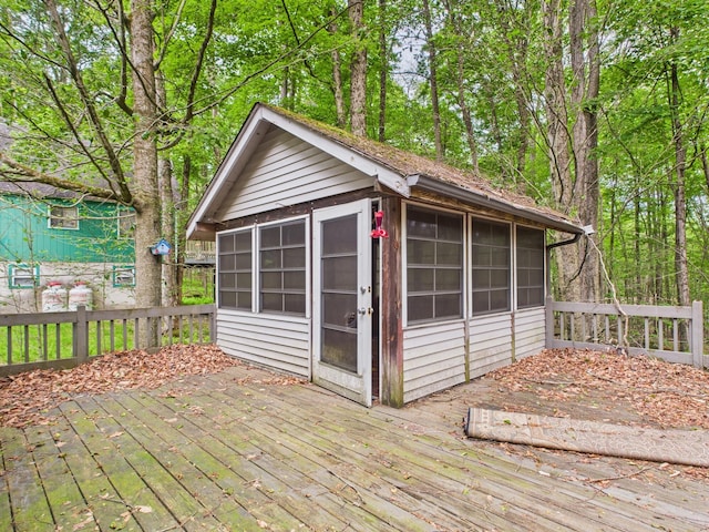 114 Oswayo Dr, Pocono Lake, PA 18347 - view of outbuilding featuring a sunroom
